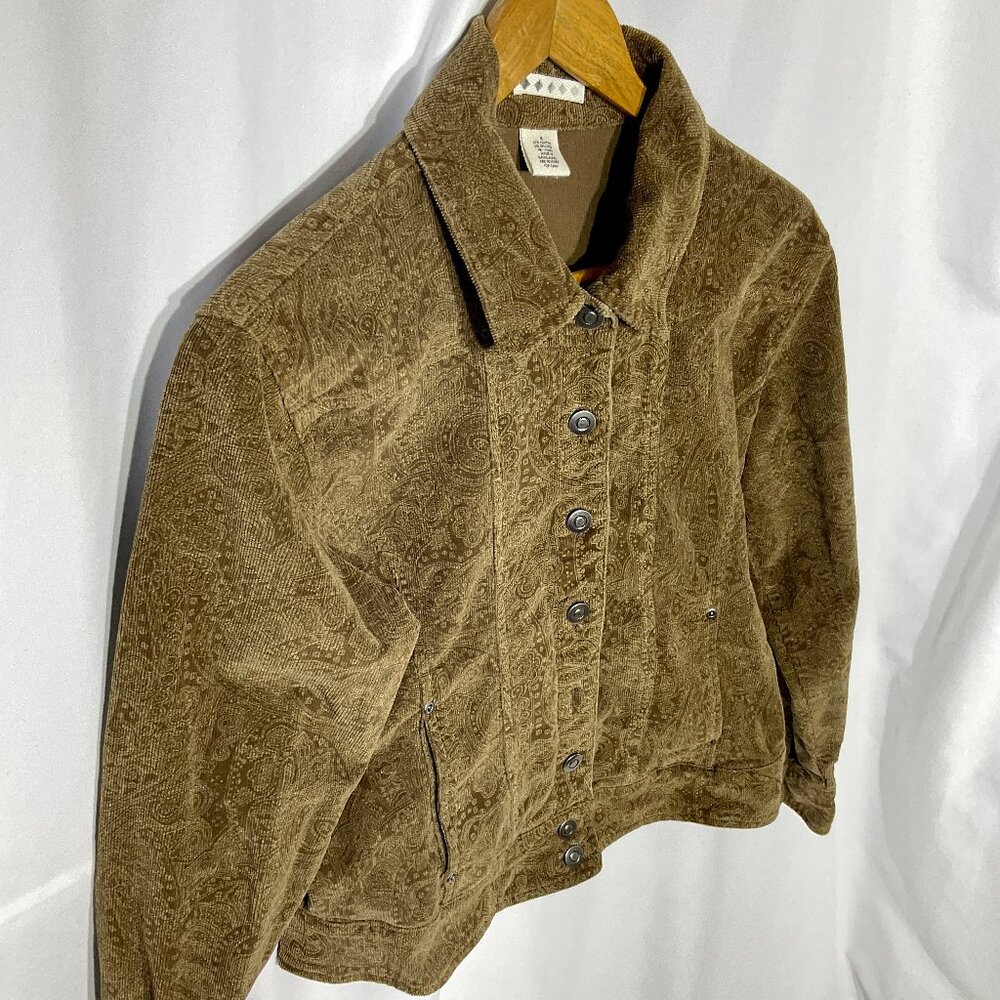Hudsons Bay Paisley Brown Corduroy Sz Sml Button Up Jacket